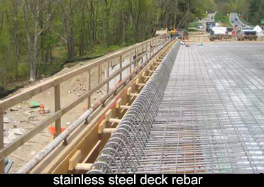 stainless steel rebar are used for the concrete deck